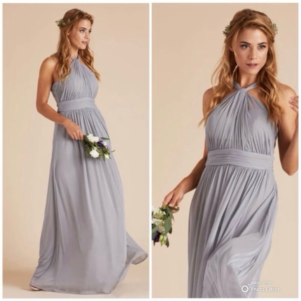 Birdy Grey Silver Kiko Maxi Dress Size XS Formal Bridesmaid Wedding NWT *Flaw*